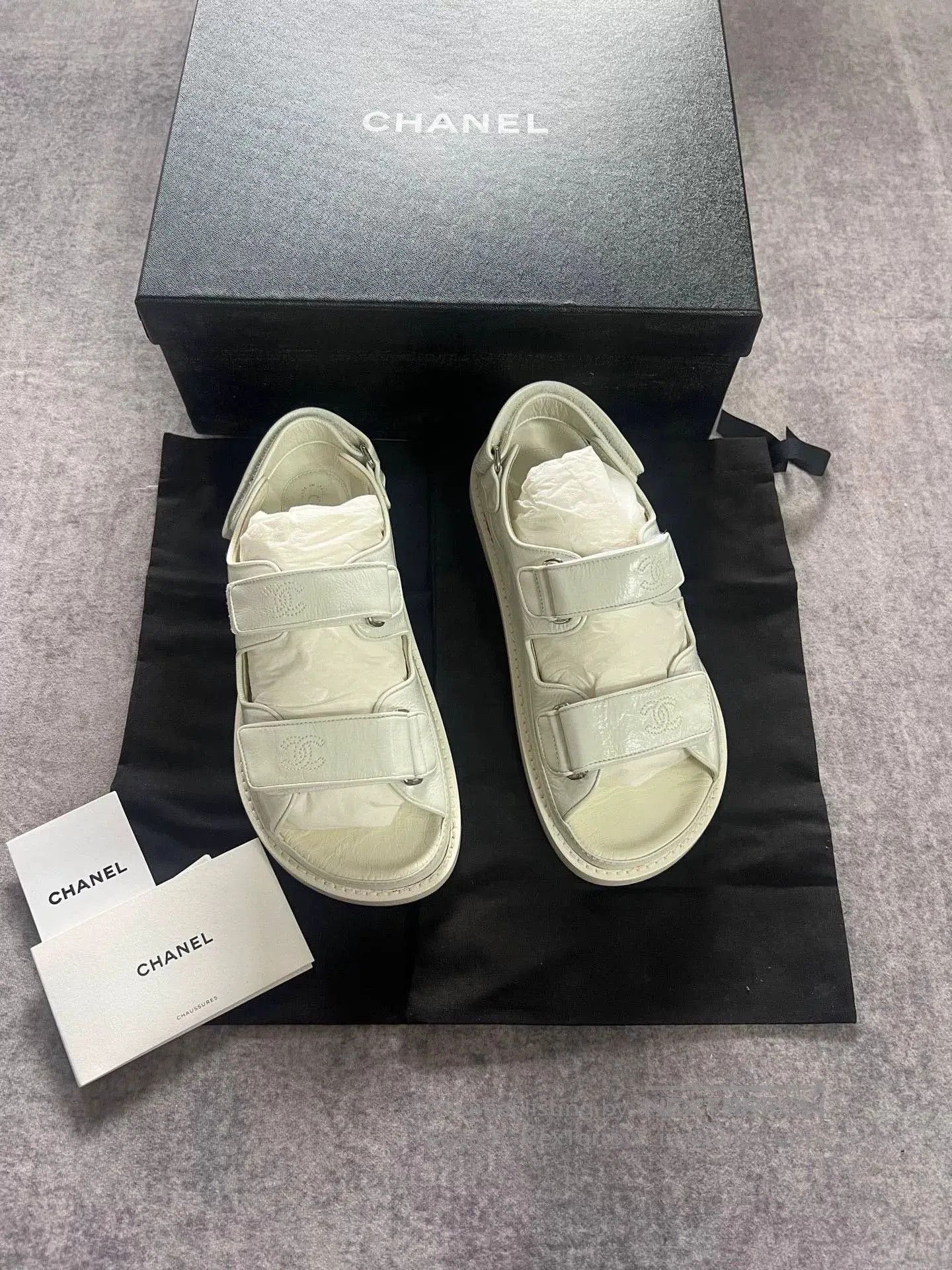 Chanel Chanel White Velcro Sandals. Size US 4.5 / IT 34.5 - 1 Thumbnail