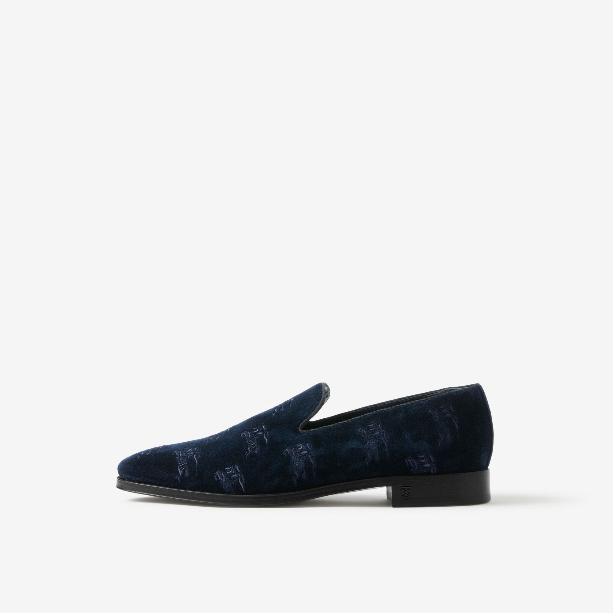 Burberry o1w1db10125 Embroidered EKD Velvet Loafers in Navy Blue Size US 10 / EU 43 - 4 Thumbnail