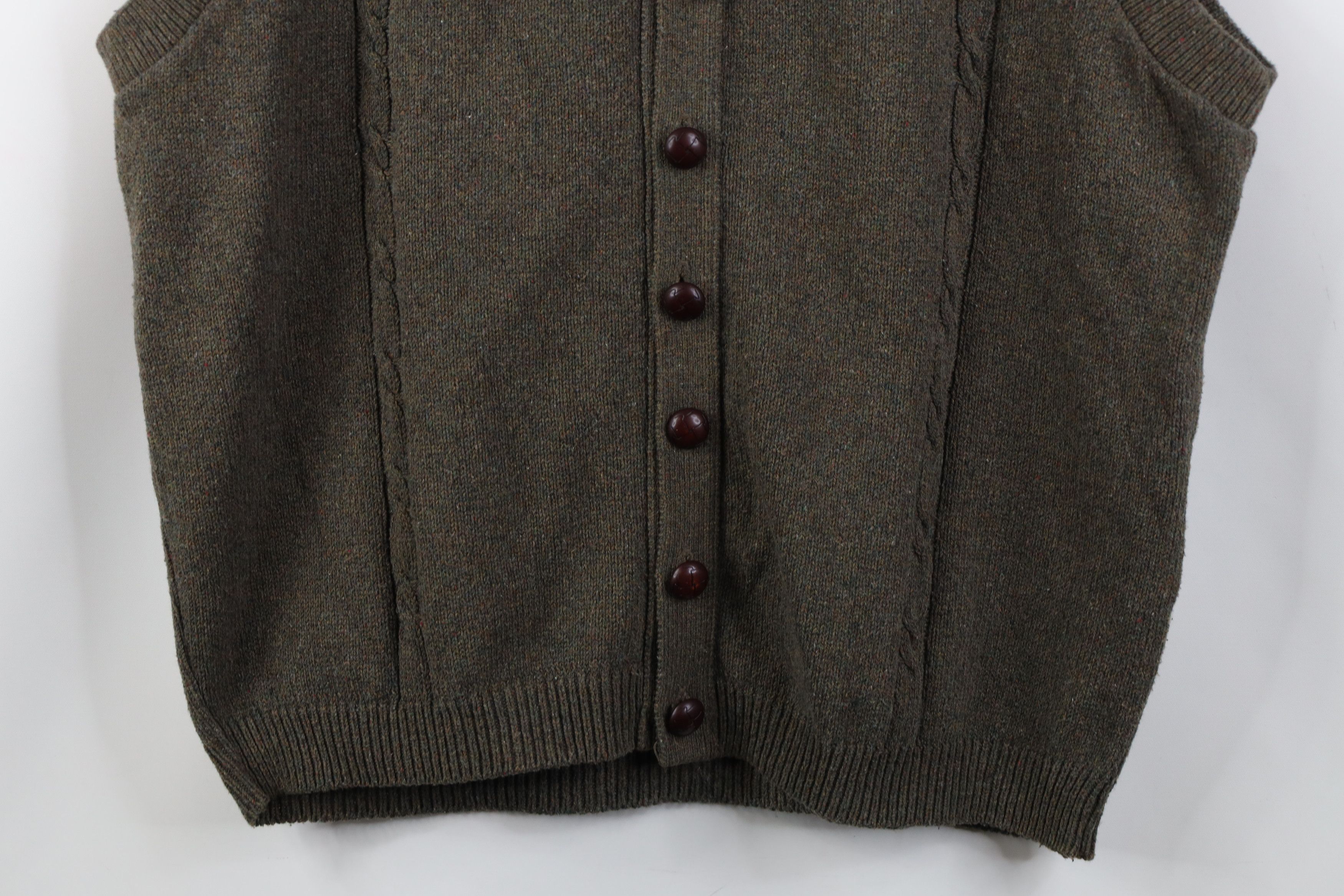 Vintage Vintage 90s Streetwear Cable Knit Cardigan Sweater Vest Size US XL / EU 56 / 4 - 3 Thumbnail