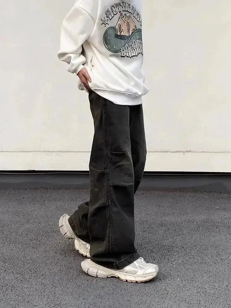 Japanese Brand Retro loose fitting straight leg wide jeans Size US 32 / EU 48 - 2 Thumbnail