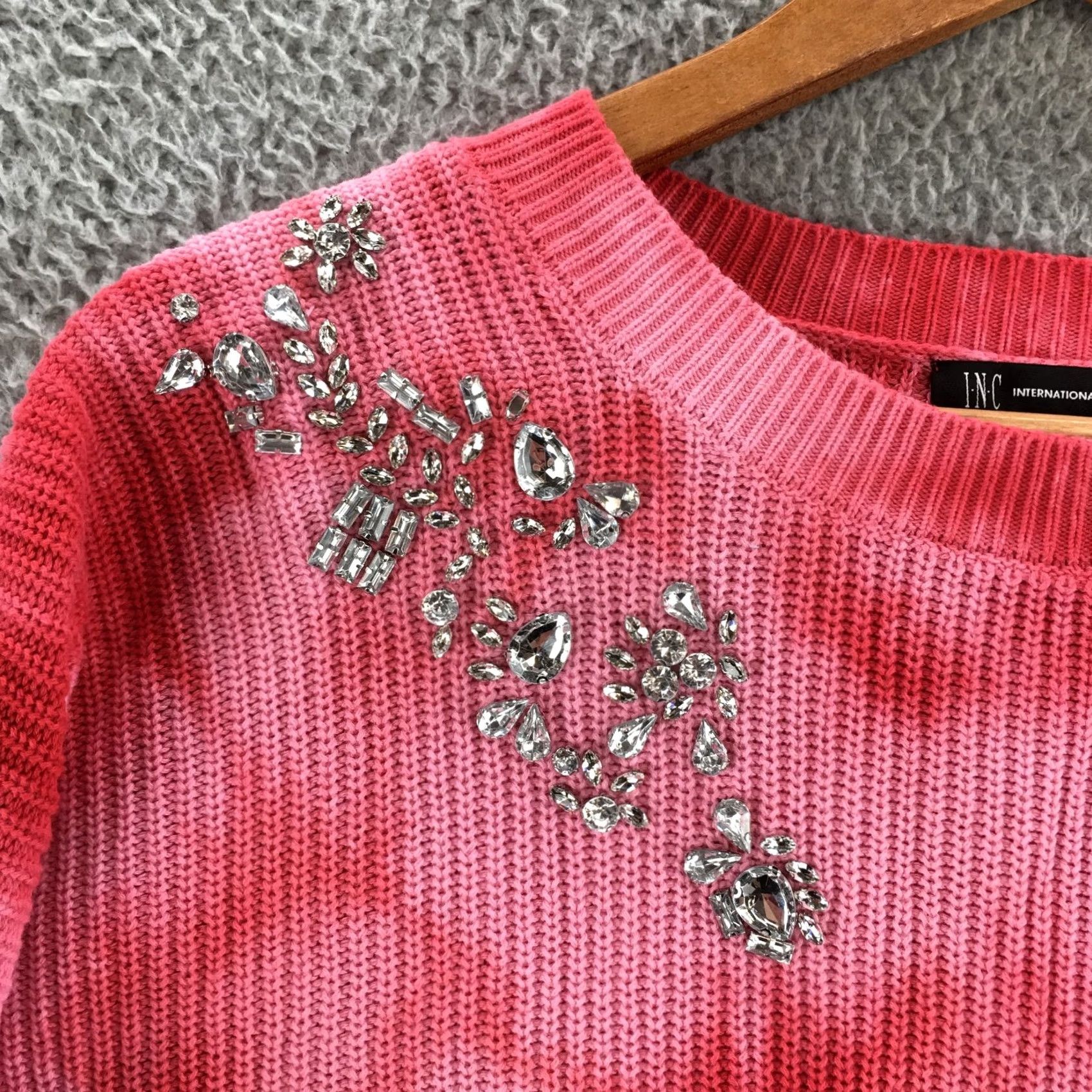 Vintage International Concepts Pullover Sweater Womens Petite L Pink Cotton Knitted Size L / US 10 / IT 46 - 6 Thumbnail