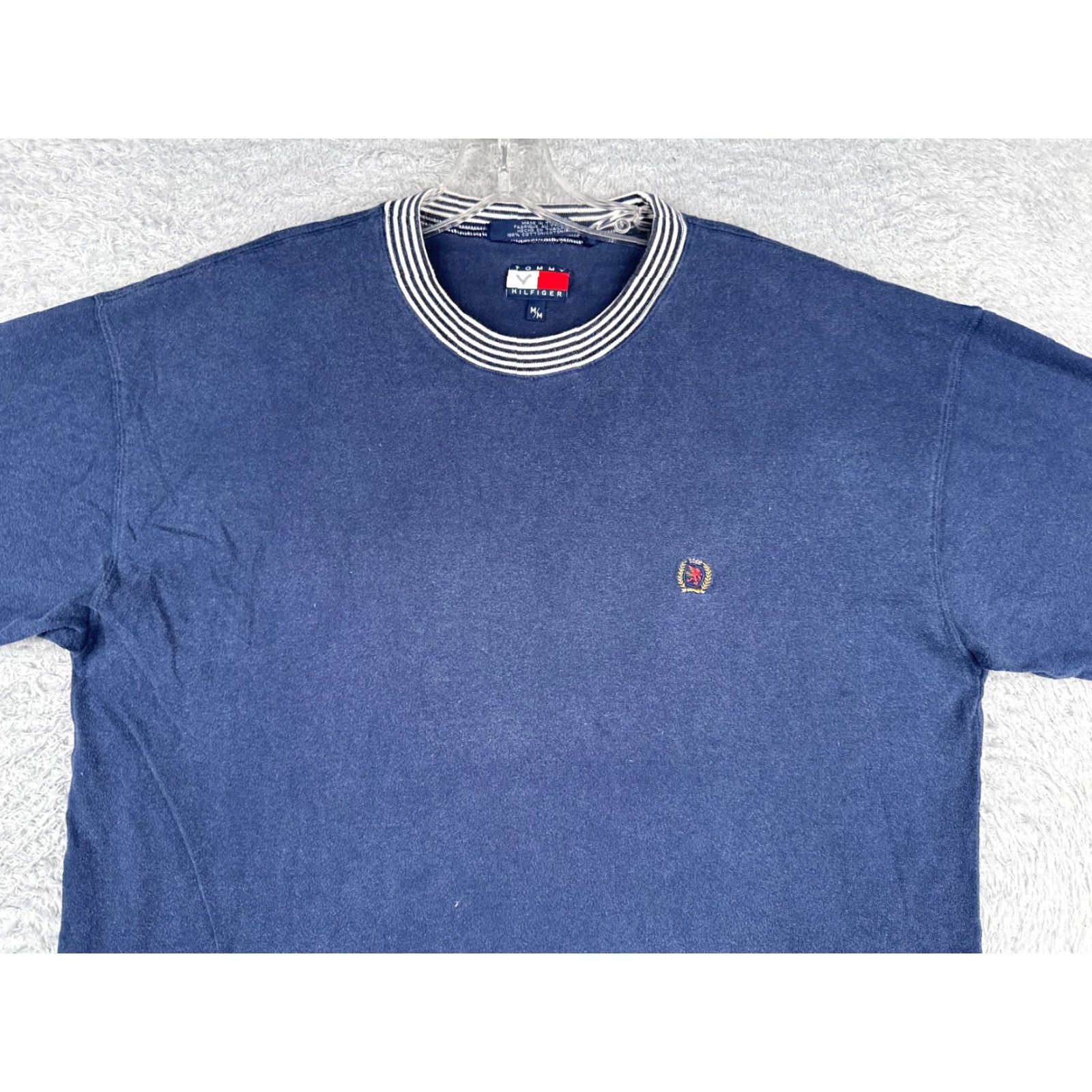 Tommy Hilfiger VINTAGE Tommy Hilfiger Shirt Adult Medium Blue Short Sleeve Crew Neck Cotton READ Size US M / EU 48-50 / 2 - 4 Thumbnail