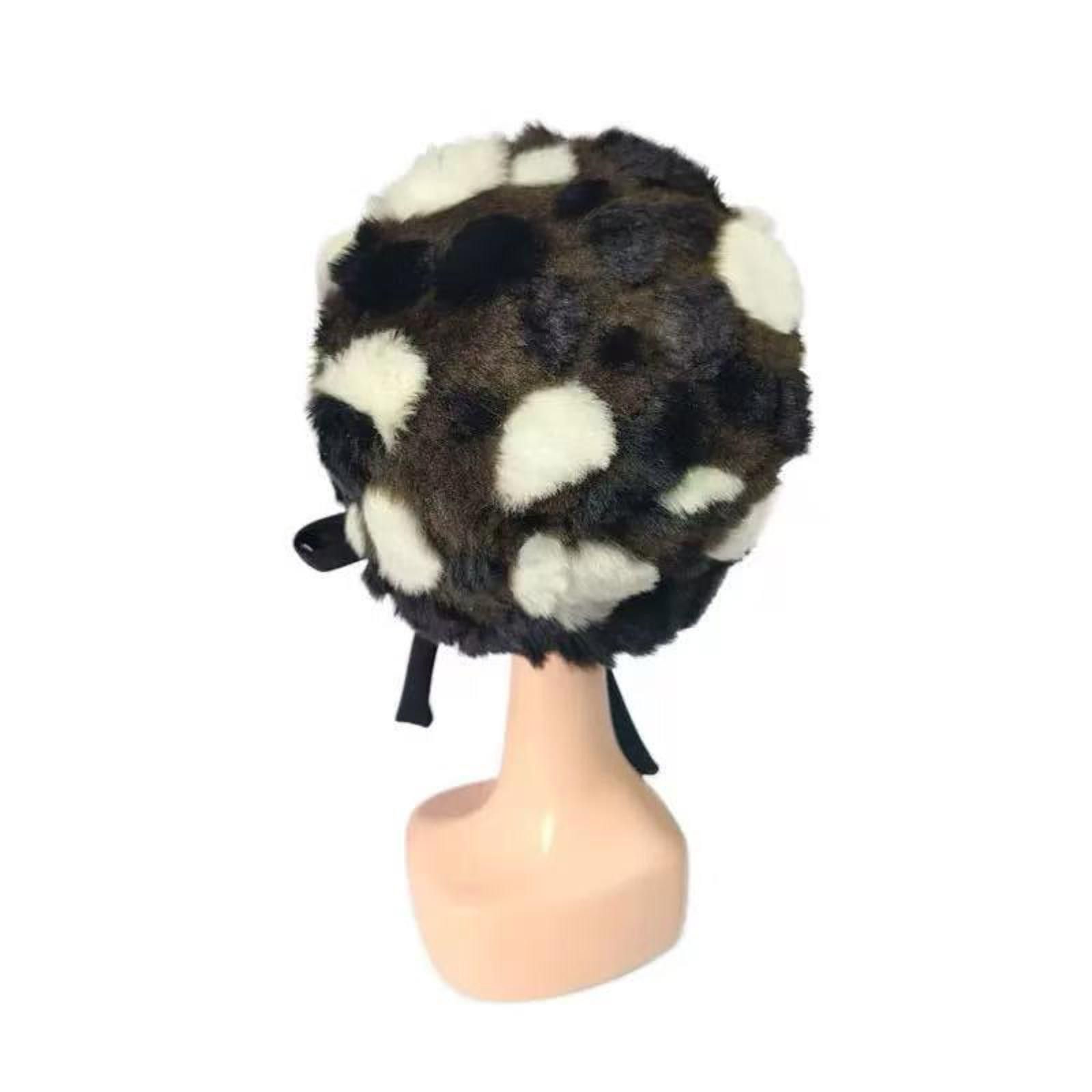 Japanese Brand Y2k Faux Fur Polka Dot Bucket Hat Harajuku Style Size ONE SIZE - 4 Thumbnail