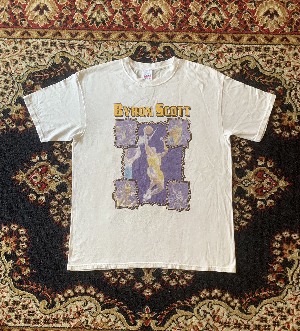 Anvil × NBA Vintage NBA Los Angeles Lakers Byron Scott Tshirt Size US XL / EU 56 / 4 - 1 Thumbnail