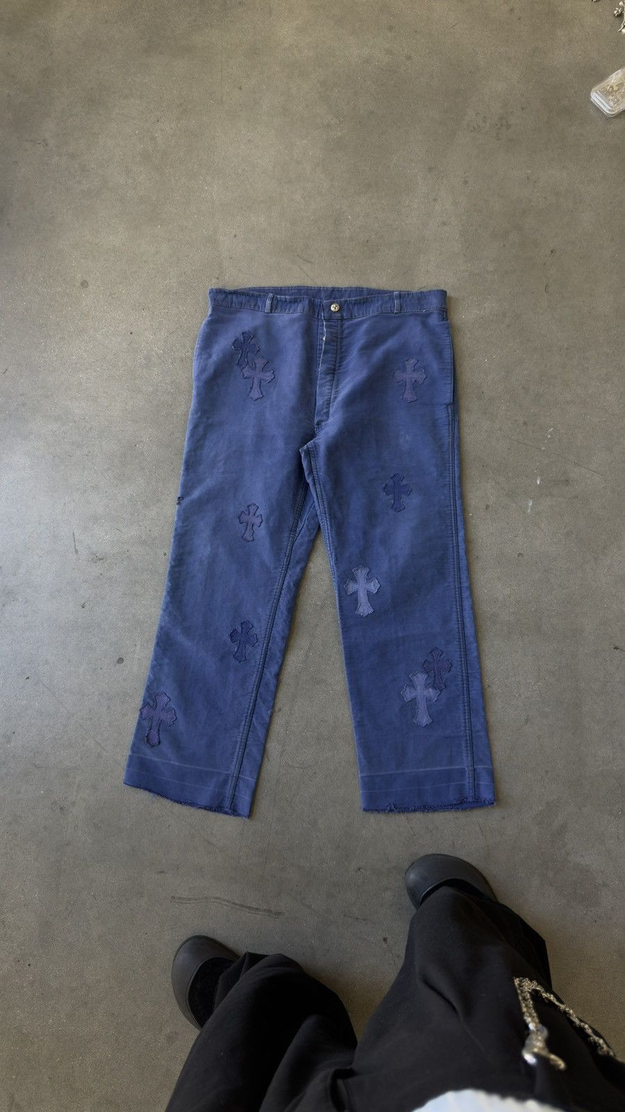 Chrome Hearts RARE!ChromeHearts Blue Cross Patch Vintage French Work Pants Size US 36 / EU 52 - 1 Thumbnail