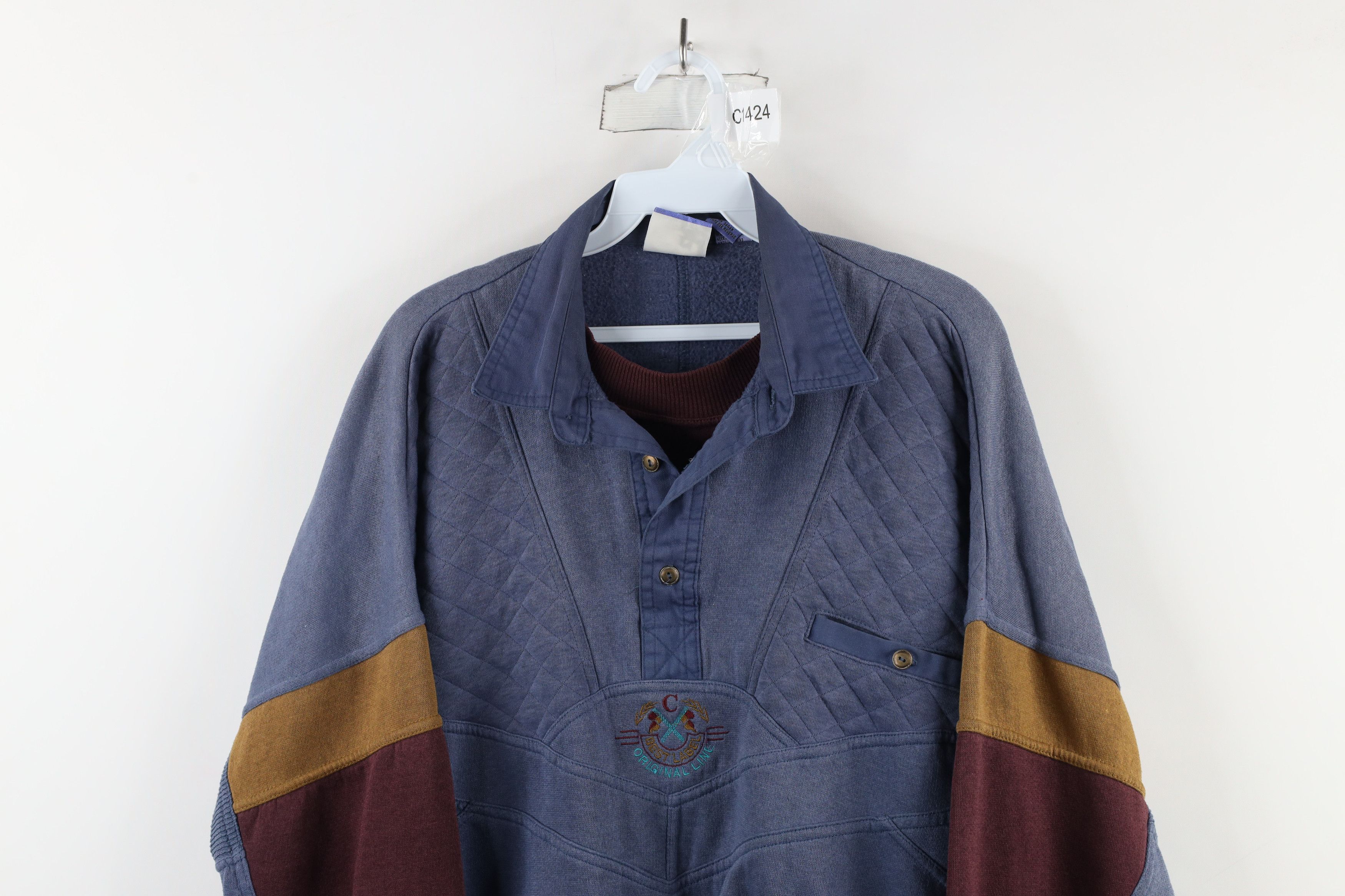 Vintage Vintage 90s Streetwear Block Layered Collared Sweatshirt Size M / US 6-8 / IT 42-44 - 2 Thumbnail