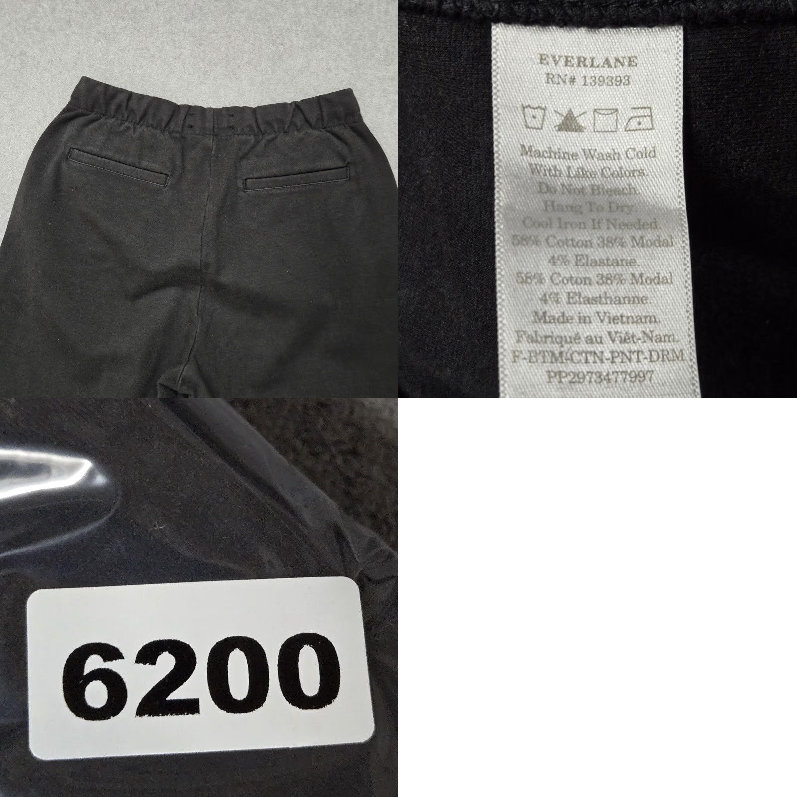 Everlane Everlane Pants Womens Small Black Elastic Waist Casual Drawstring Pocket Tapered Size 28" / US 6 / IT 42 - 10 Thumbnail