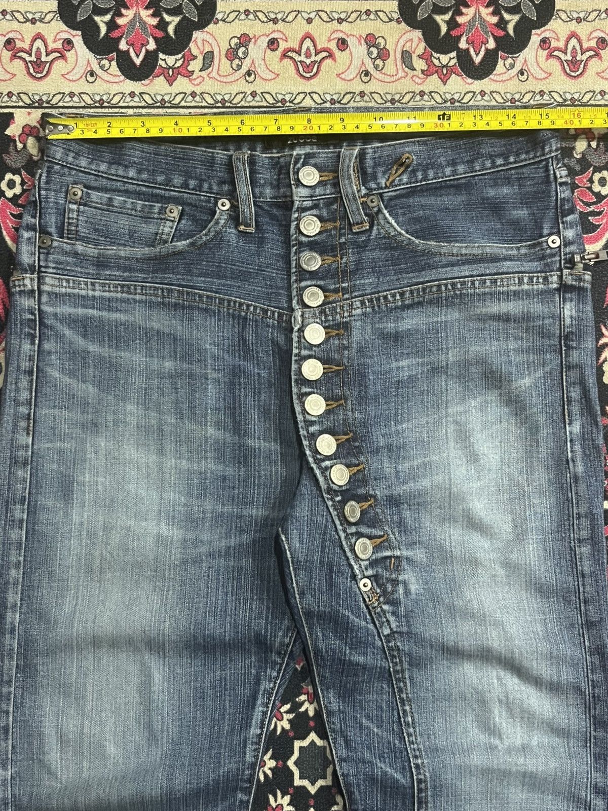 CABANE de ZUCCa Cabbane de Zucca Asymmetrical 11 Button Blue Washed Jeans Size US 30 / EU 46 - 12 Thumbnail