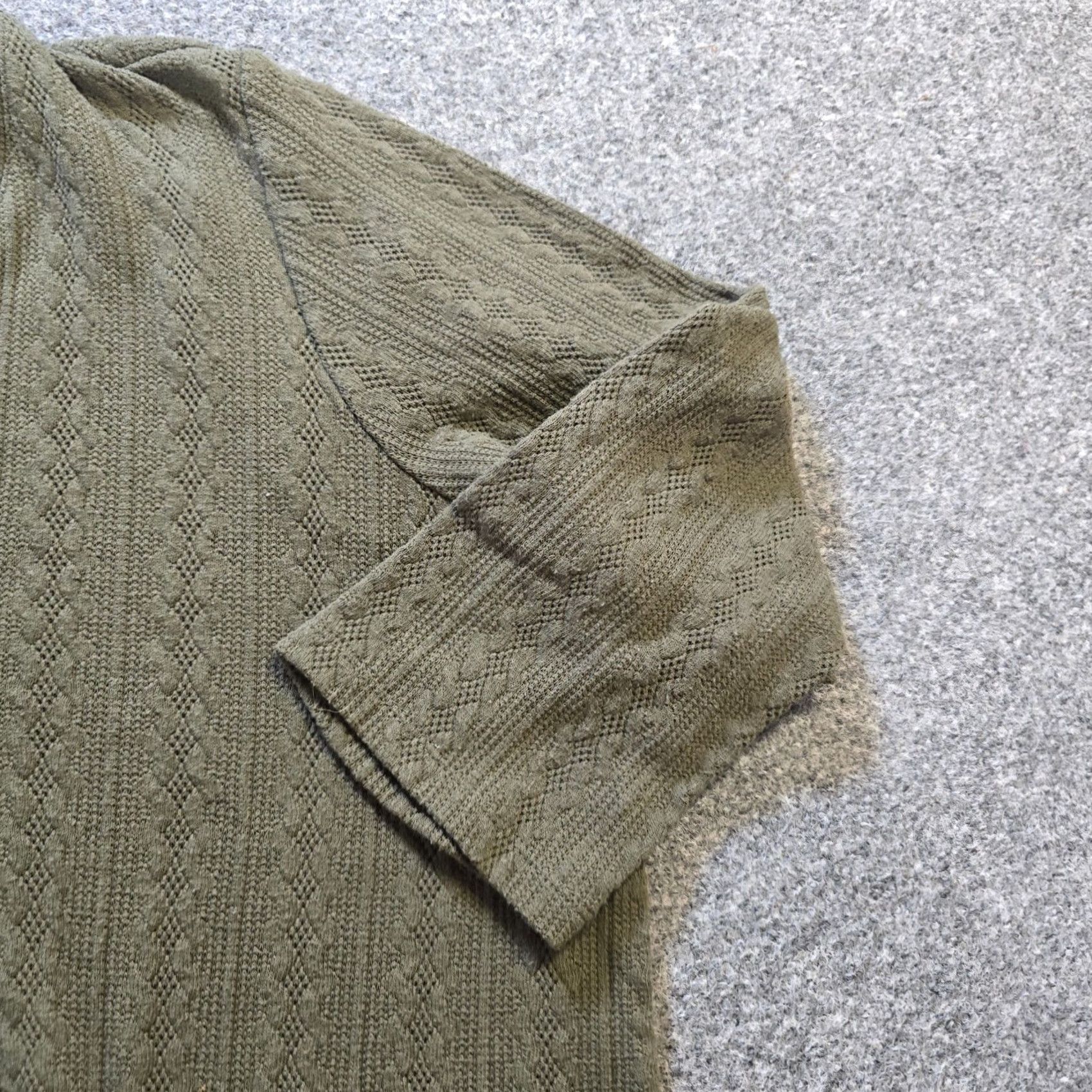 Vintage Belle Kim Gravel Top Womens Size 3X Green Texture Knit V Neck Long Sleeve Casual Shirt Size XXL / US 16-18 / IT 52-54 - 5 Thumbnail