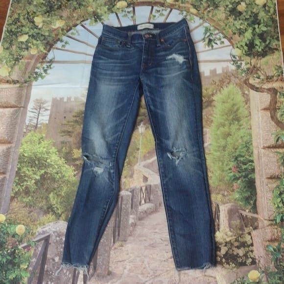 Madewell Madewell high riser skinny distressed fringe jeans size 24 Size 24" / US 00 / IT 34 - 2 Thumbnail