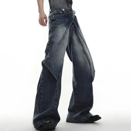 Japanese Brand Fujisaki x Mai Deconstruct Wide Leg Washed Jeans Pants y2k Size US 34 / EU 50 - 6 Thumbnail