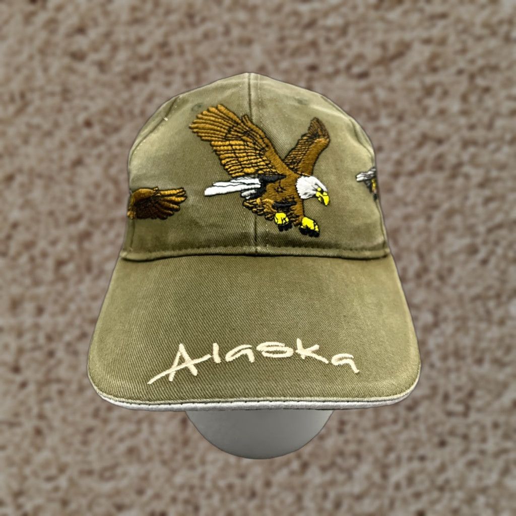 Vintage Eagles Alaska Hat Cap Strap Back Adult One Size Green Embroidered Polyester Twill Baseball Cap Men Outdoor Eagles Alaska Size ONE SIZE - 1 Thumbnail