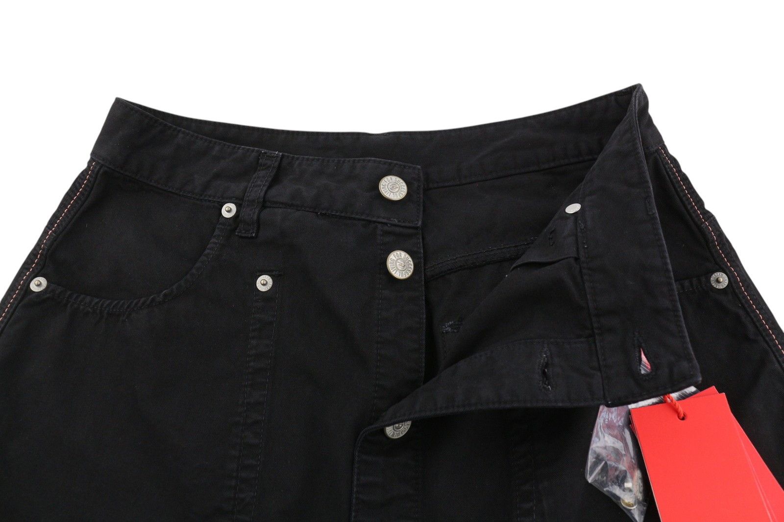 Diesel O-BEIGE W29 Black Twill Button Fly Mini Skirt 41318 Size 29" - 4 Thumbnail