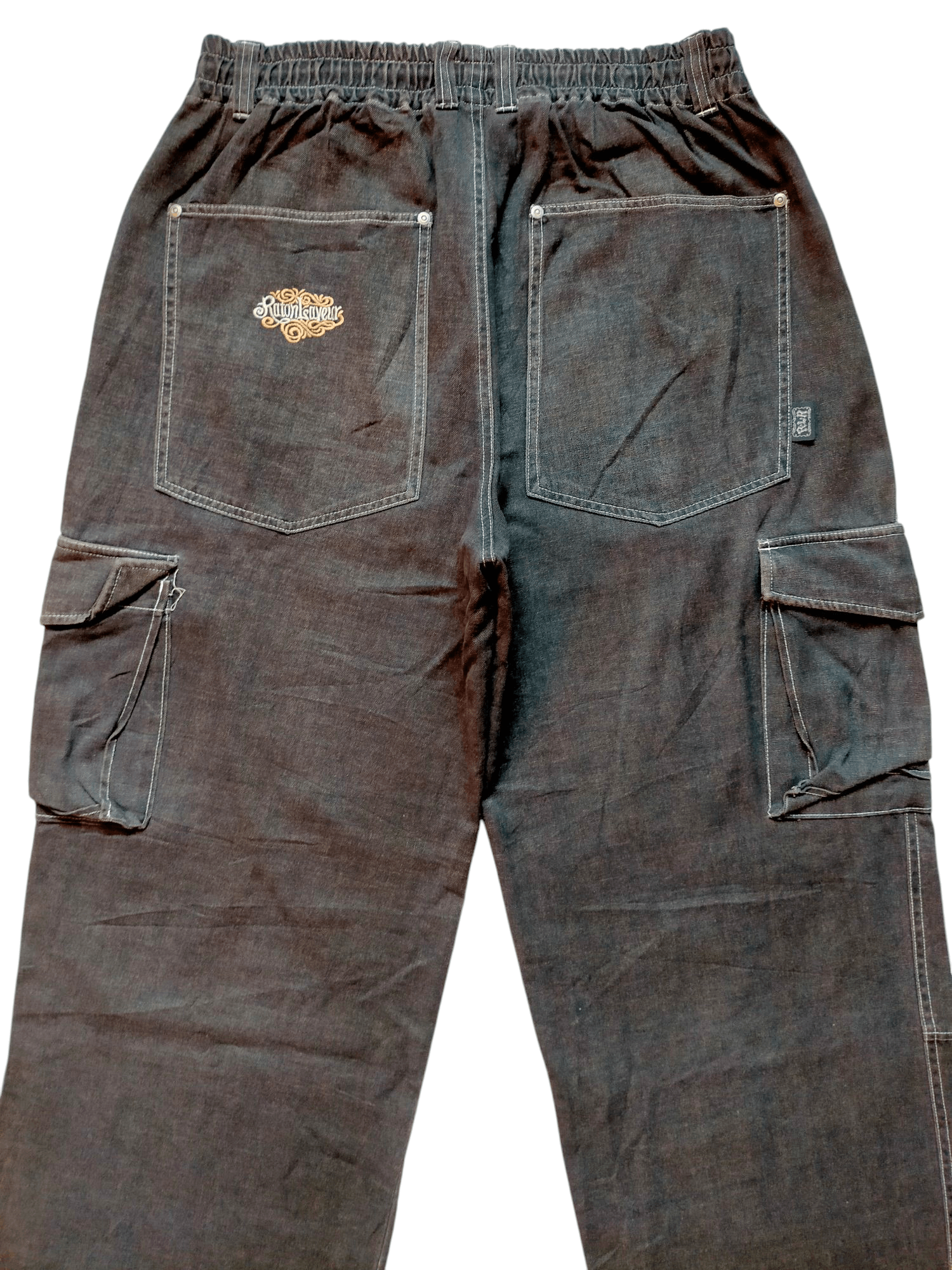 JNCO × Japanese Brand Raton Laveur Wide Leg Baggy Cargo Embroidered Black Jeans Size US 32 / EU 48 - 9 Thumbnail