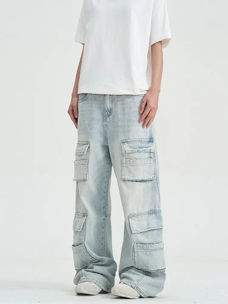 Japanese Brand × Jean Blue Cargo Stack Denim Jeans Size US 28 / EU 44 - 1 Thumbnail