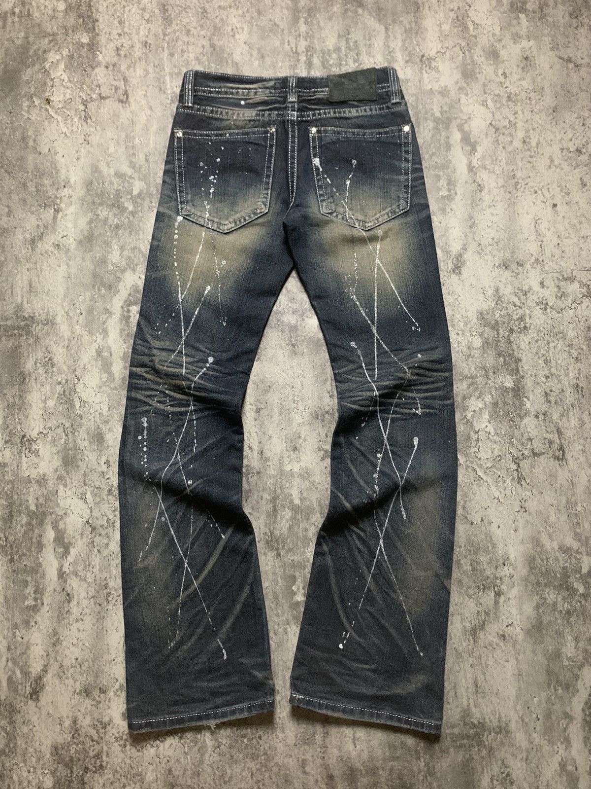 Tornado Mart Y2K Xfrm Studded Splatter Mud Wash Rusty Flare Pants Size US 30 / EU 46 - 6 Thumbnail