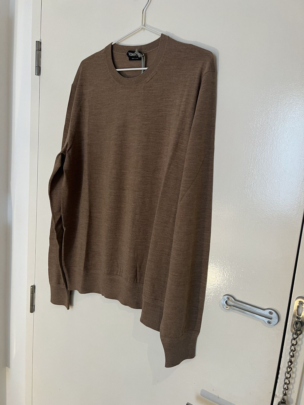 Tom Ford TOM FORD FINE GAUGE MERINO CREWNECK LIGHTTAUPE BROWN SIZE 52 Size US L / EU 52-54 / 3 - 8 Thumbnail