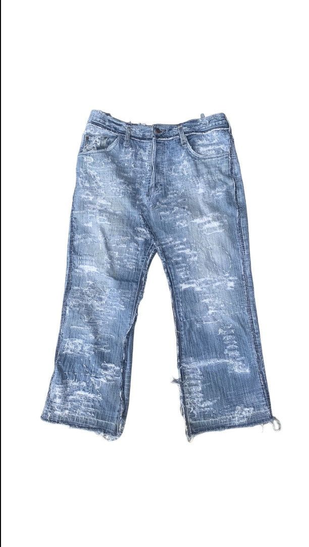 1/1 Your World distressed repaired blue patchwork denim