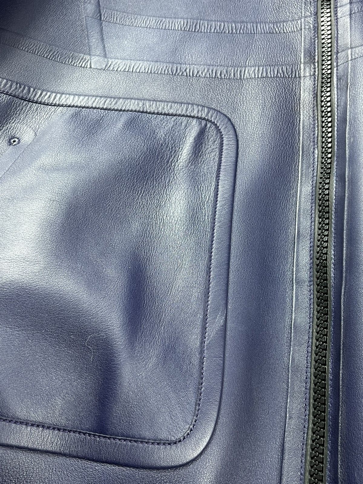 Louis Vuitton Louis Vuitton Leather Dark Blue Hooded Zip Up Jacket Size L Size US L / EU 52-54 / 3 - 8 Thumbnail