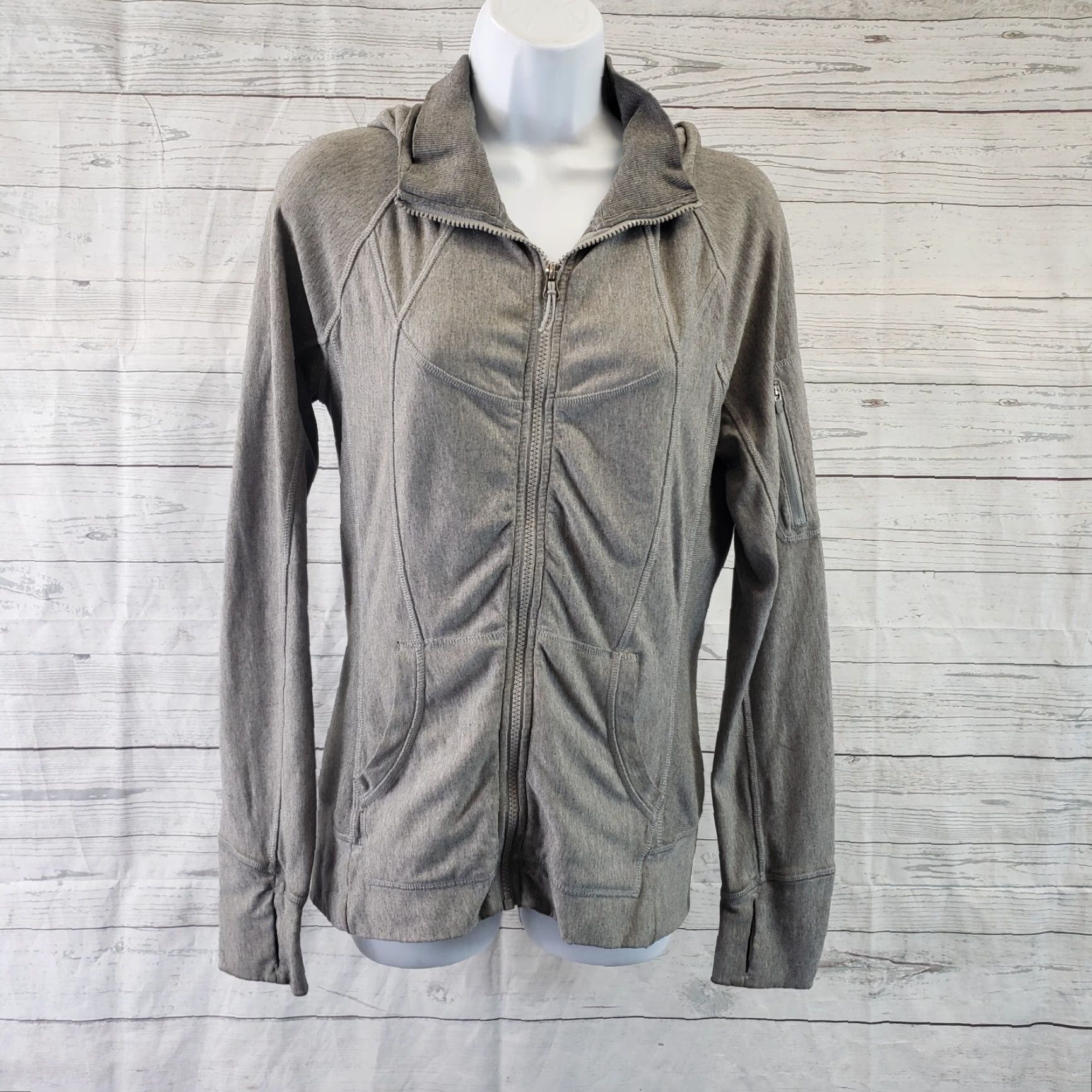 Athleta Athleta Womens Jacket Slim Slub Strength Full Zip Hooded Gray Small Size S / US 4 / IT 40 - 2 Thumbnail