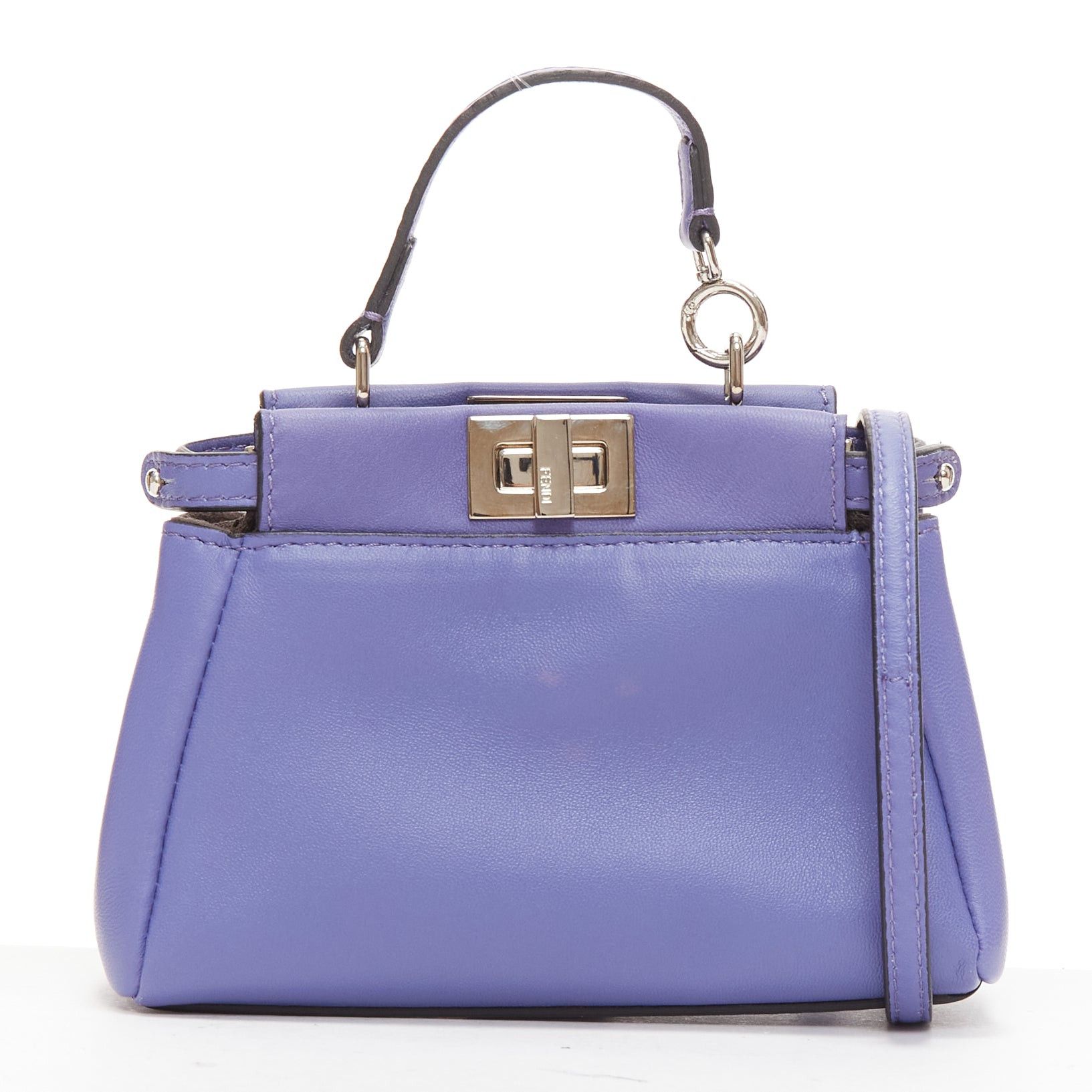 Fendi FENDI Micro Peekaboo purple leather turnlock mini crossbody satchel bag Size ONE SIZE - 1 Thumbnail