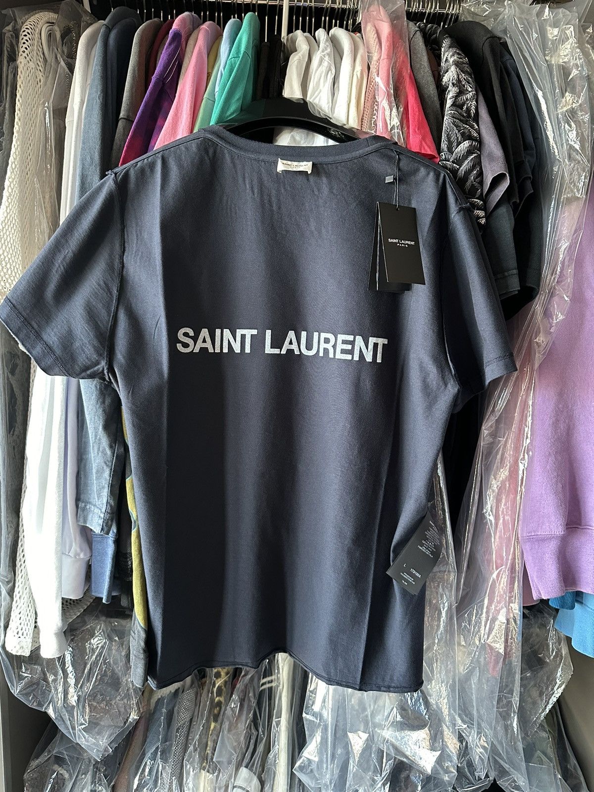 Saint Laurent Paris $620 ss23 Saint Laurent reverse logo khaki t shirt L Size US L / EU 52-54 / 3 - 25 Thumbnail