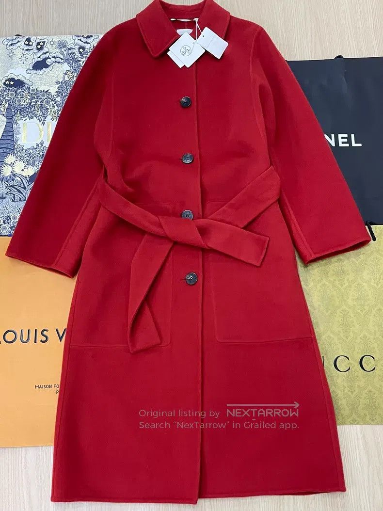 Hermes Hermes Red Collar Tie Cashmere Coat Size XS / US 0-2 / IT 36-38 - 1 Thumbnail