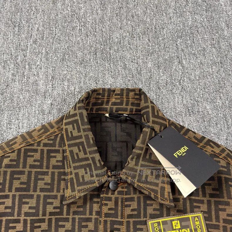 Fendi Fendi Monogram Embossed Chest Leather Patch Denim Jacket Size US M / EU 48-50 / 2 - 6 Thumbnail
