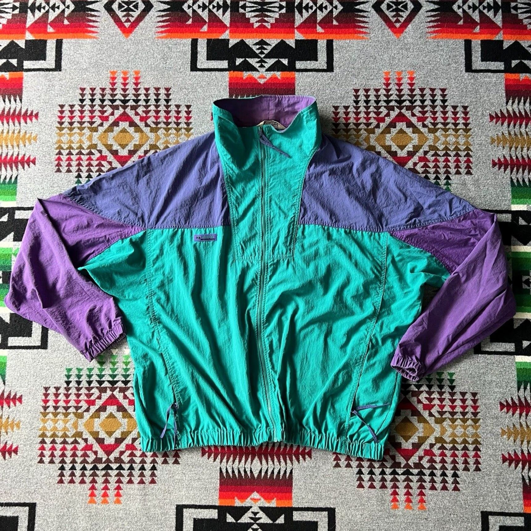 Columbia vintage mens radical 2024 sleeve pullover windbreaker size medium teal