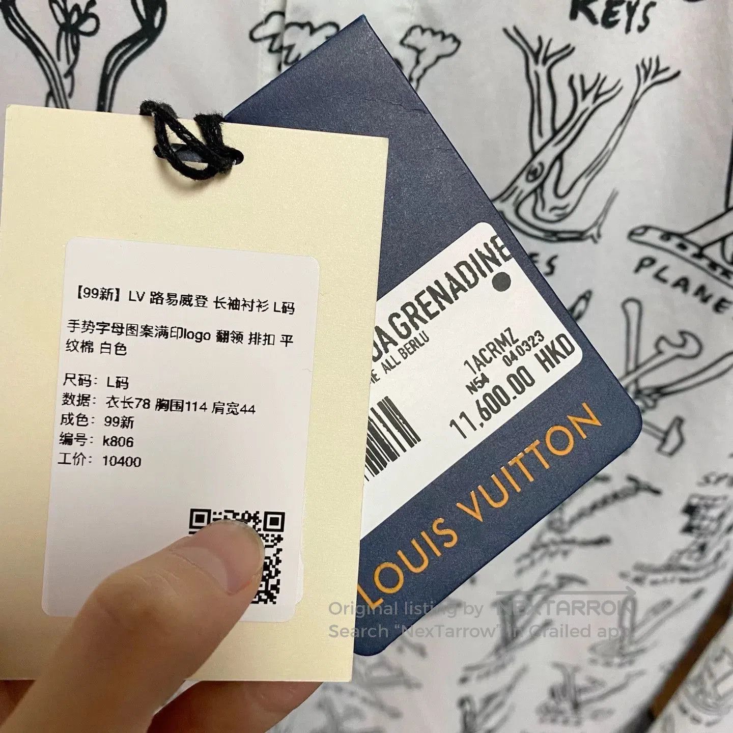 Louis Vuitton LV Long-Sleeve Logo Print Shirt. Size US L / EU 52-54 / 3 - 4 Thumbnail