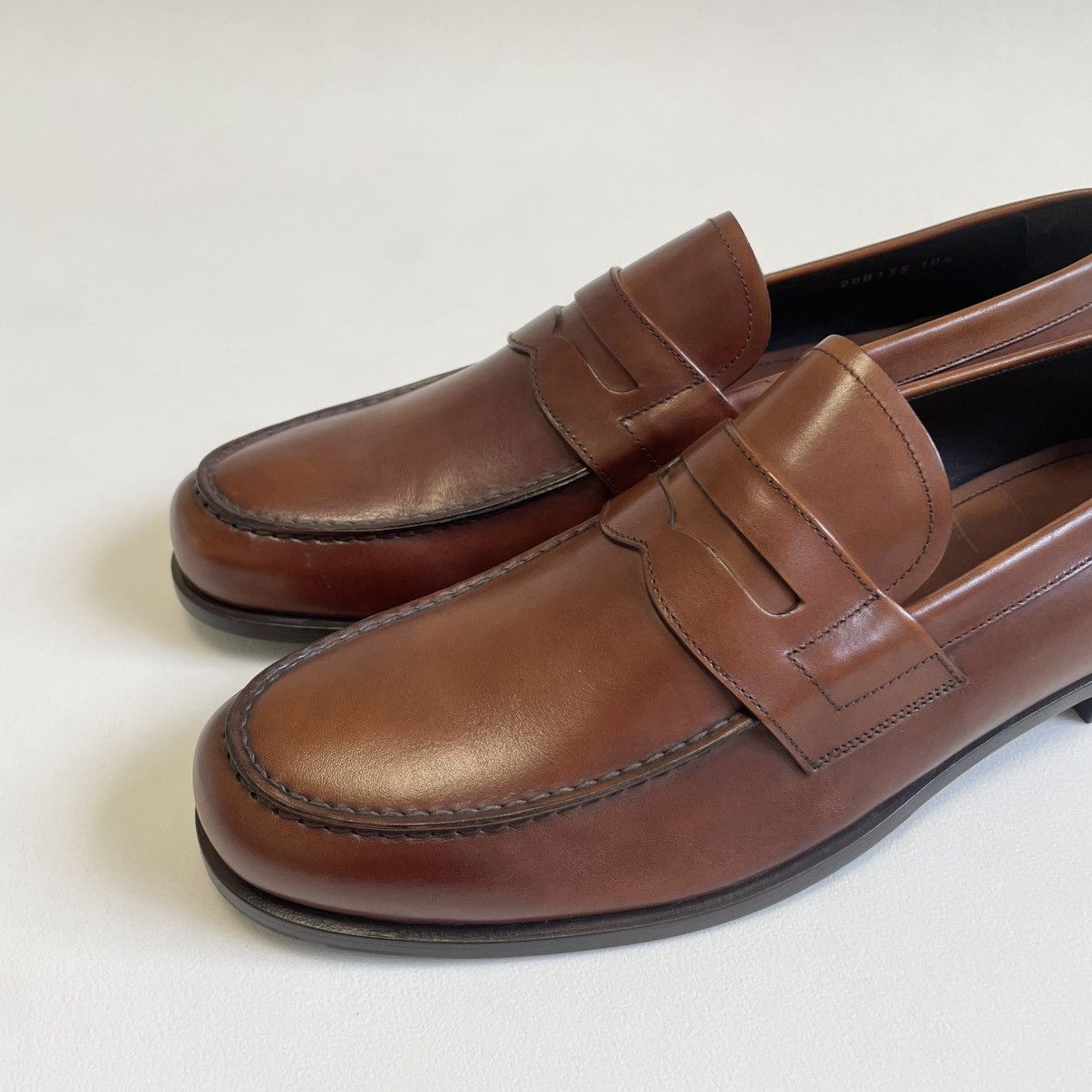 Prada Mid 2000s Brown Burnished Leather Loafers Size US 11.5 / EU 44-45 - 7 Thumbnail