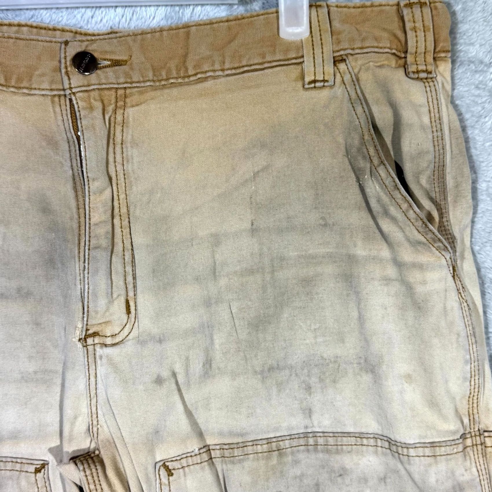 Carhartt Carhartt Pants Men's 40x30 Tan Stretch Relaxed Fit Canvas Utility Workwear Size US 40 / EU 56 - 4 Thumbnail