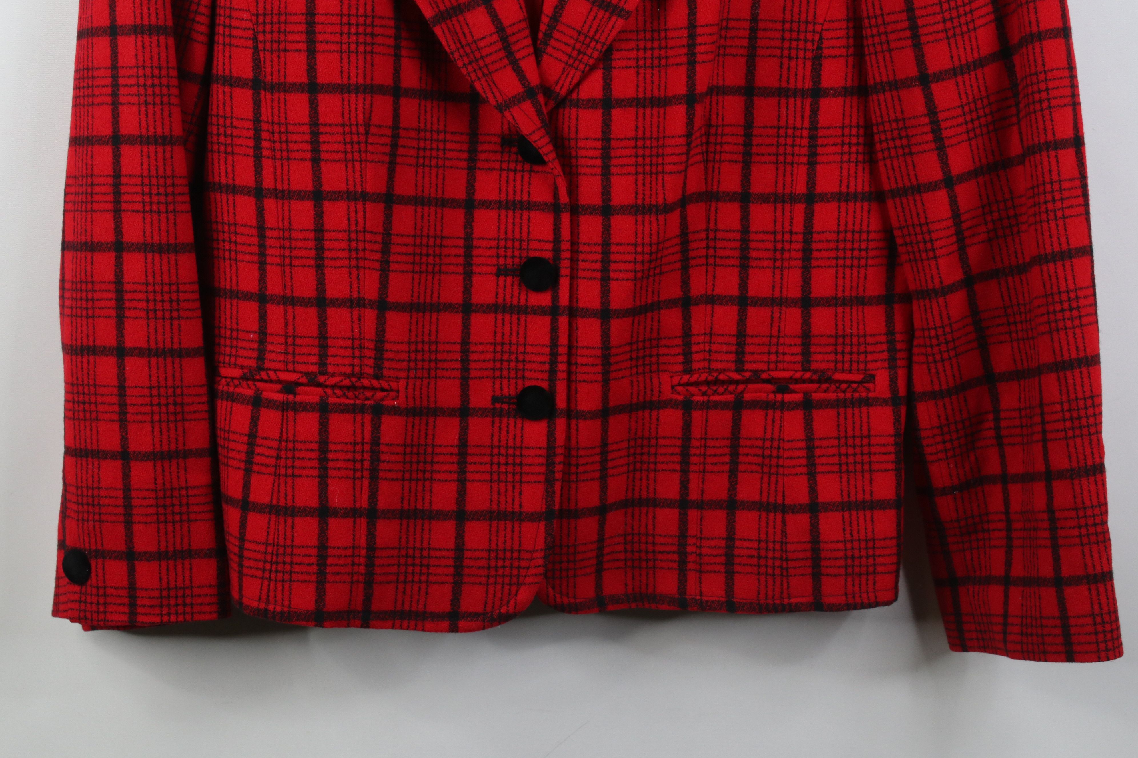 Pendleton Vintage 90s Pendleton Wool Suit Blazer Jacket Red Plaid USA Size XXL / US 16-18 / IT 52-54 - 3 Thumbnail