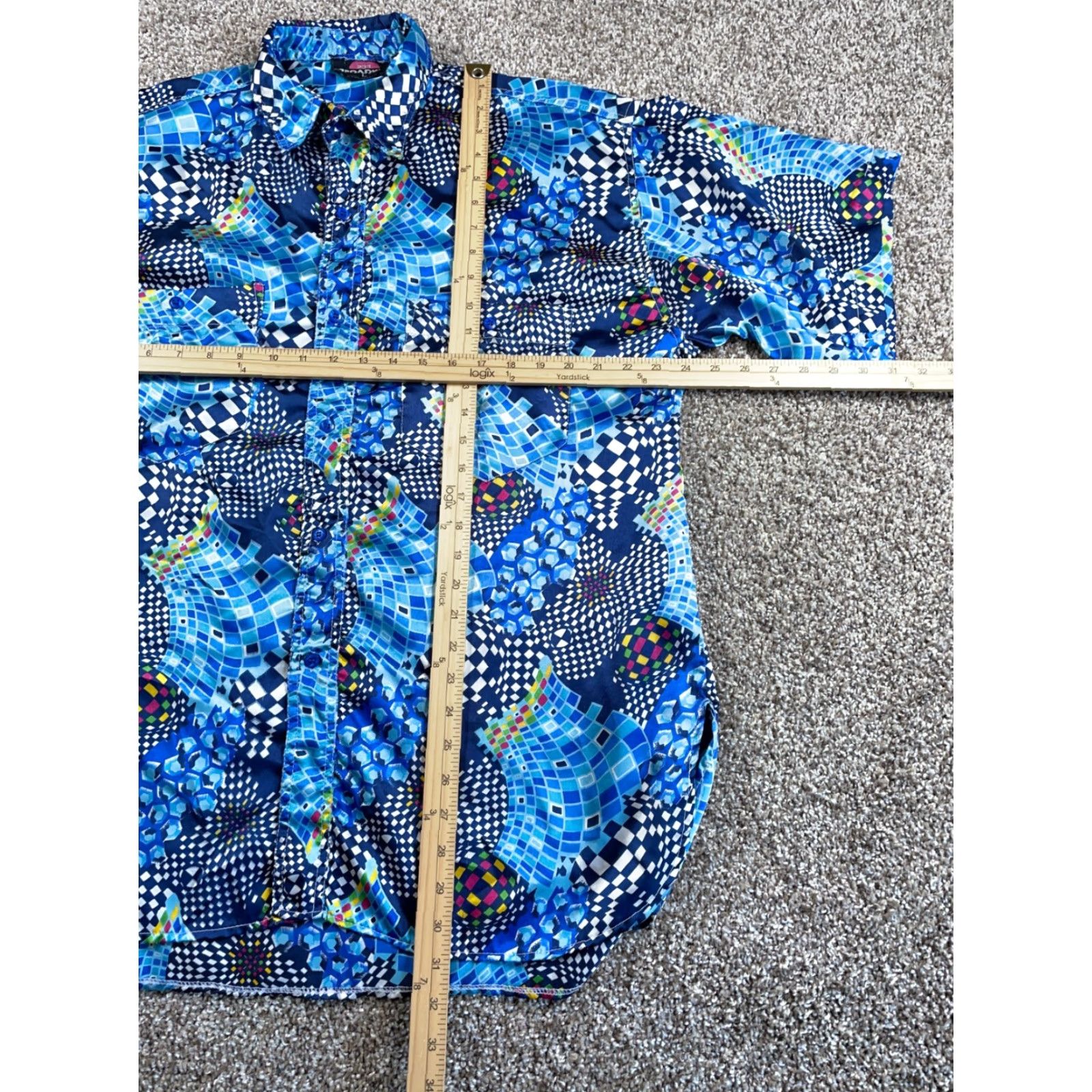 Vintage VINTAGE VTG 233 Broadway Abstract Pattern Shirt Adult Large Blue Disco Hippie Relaxed Size US L / EU 52-54 / 3 - 5 Thumbnail
