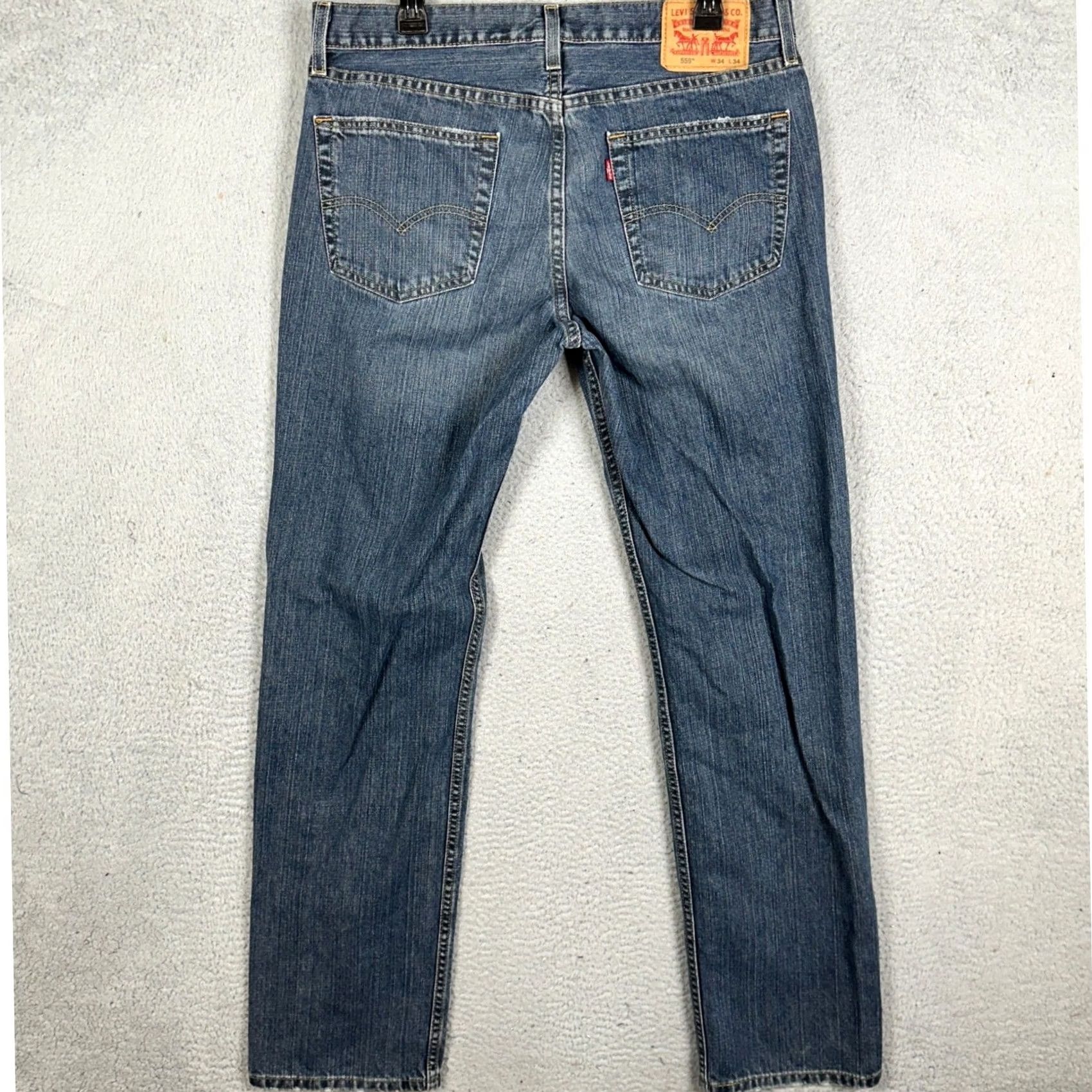 Levi's Levi's 559 Jeans Mens 34x34 Blue Relaxed Straight Leg Distressed Red Tab Denim Size US 34 / EU 50 - 2 Thumbnail