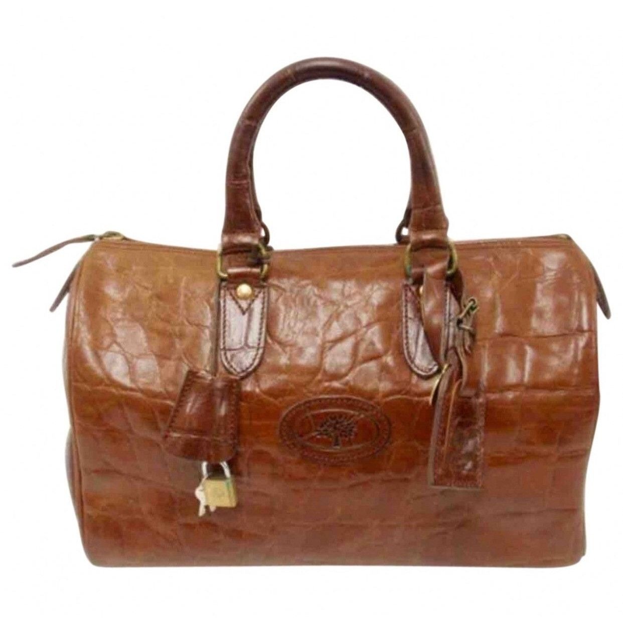 Mulberry Vintage Mulberry brown croc embossed leather speedy handbag Size ONE SIZE - 1 Thumbnail