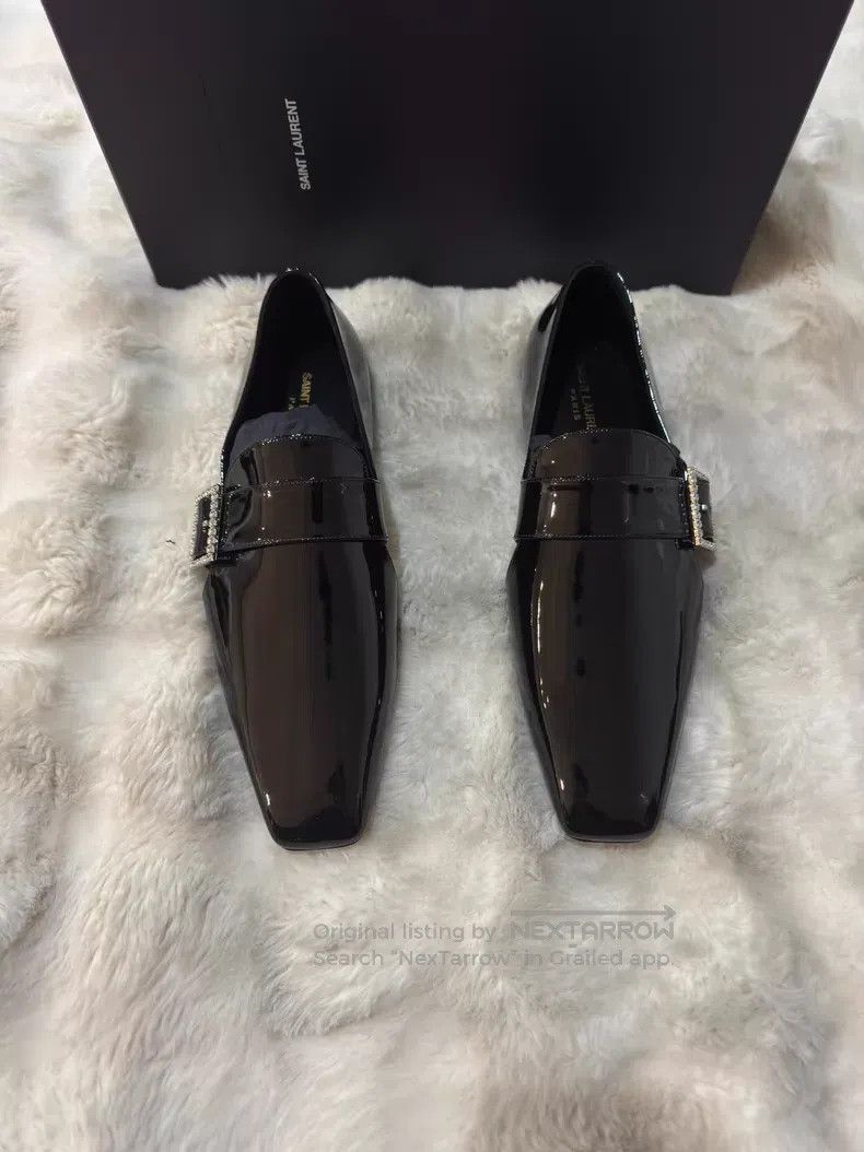 Saint Laurent Paris Saint Laurent Paris Crystal Buckle Loafers Leather Shoes Size US 9 / EU 42 - 1 Thumbnail
