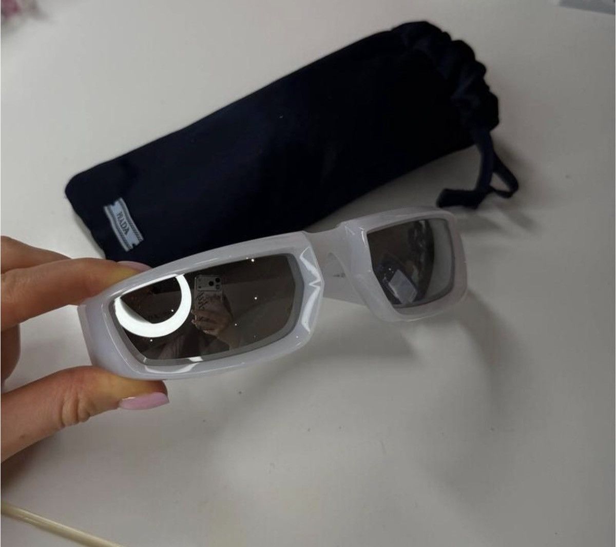 Prada PRADA Raf Simons Chrome Lenses Wrap Logo Sunglasses SPR29Y Size ONE SIZE - 9 Thumbnail