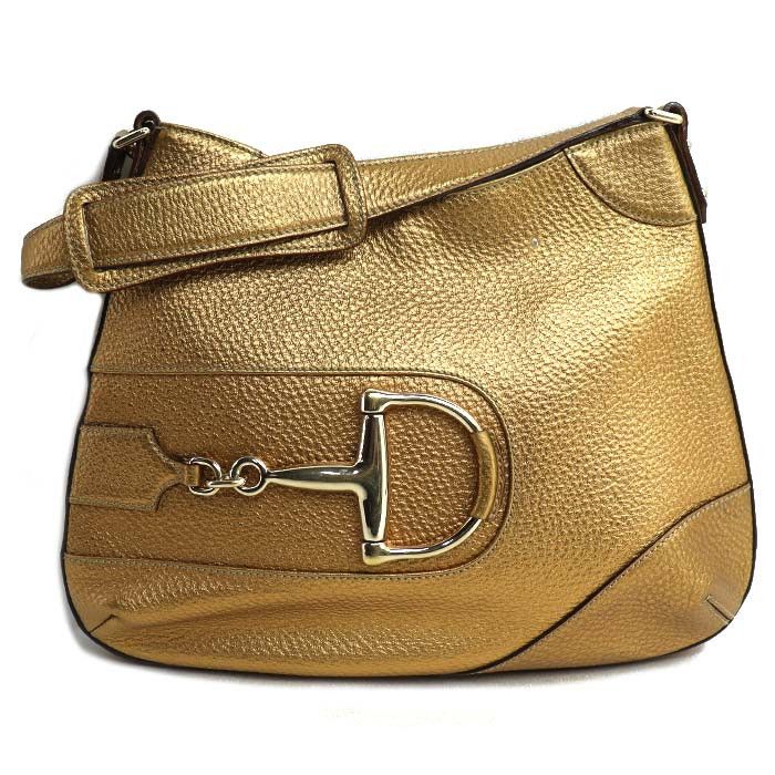 Gucci Gucci Horsebit Leather Shoulder Bag Leather Shoulder Bag 137388 in Gold, Women's
