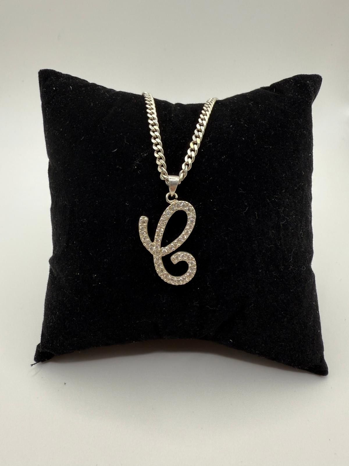 Designer 2010's CZ "C" Sterling Silver Pendant Necklace Size ONE SIZE - 1 Thumbnail