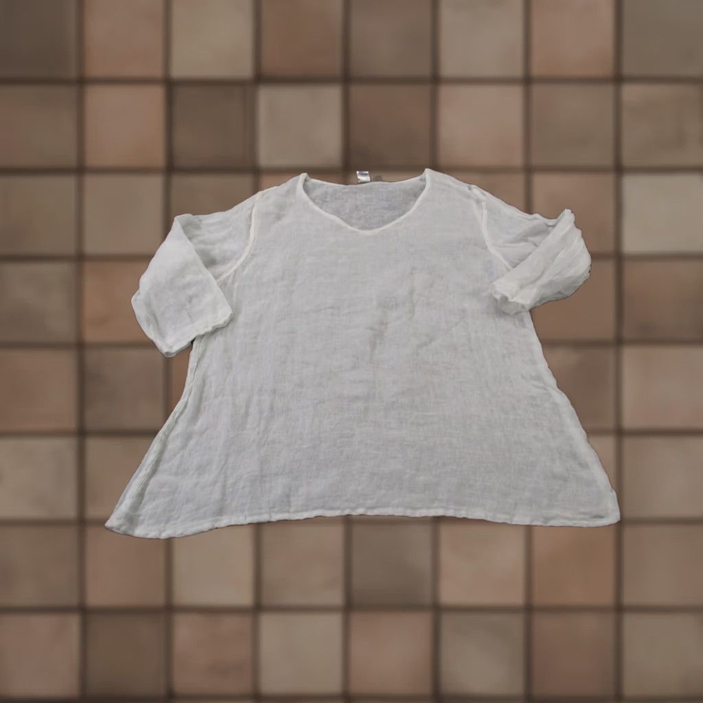 FLAX FLAX Shirt Womens L White Linen Tunic Loose Lightweight Breathable Flowy Beach Size L / US 10 / IT 46 - 1 Thumbnail