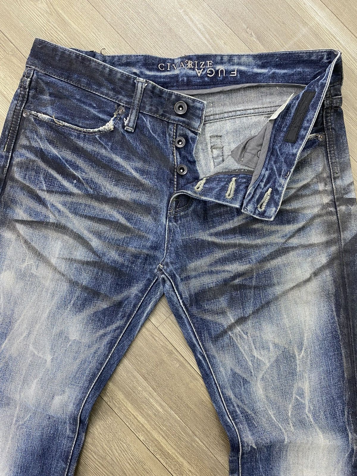 If Six Was Nine 2000s Fuga Cavarize Clawmarks Distressed Faded Flared Jeans Size US 32 / EU 48 - 10 Thumbnail