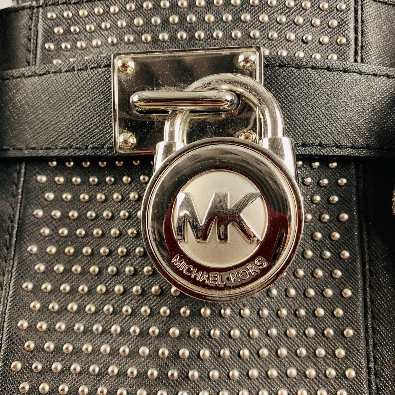 Michael Kors Black Studded Coated Canvas Tote Handbag Size ONE SIZE - 2 Thumbnail