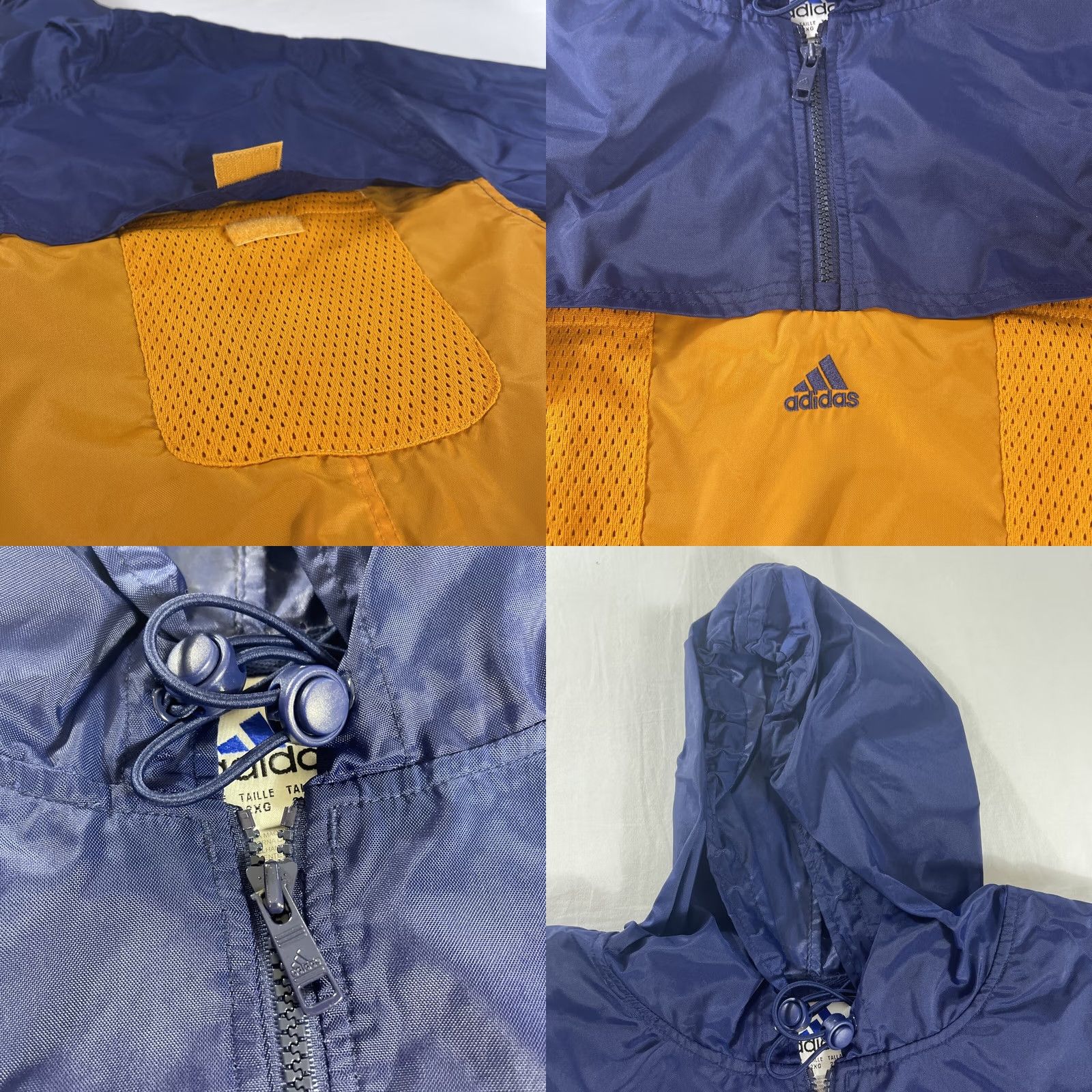 Adidas VINTAGE Adidas Windbreaker Jacket Hoodie 2XL 1/4 Zip Orange Blue 2 Tone Mens Jacket Size US XXL / EU 58 / 5 - 9 Thumbnail