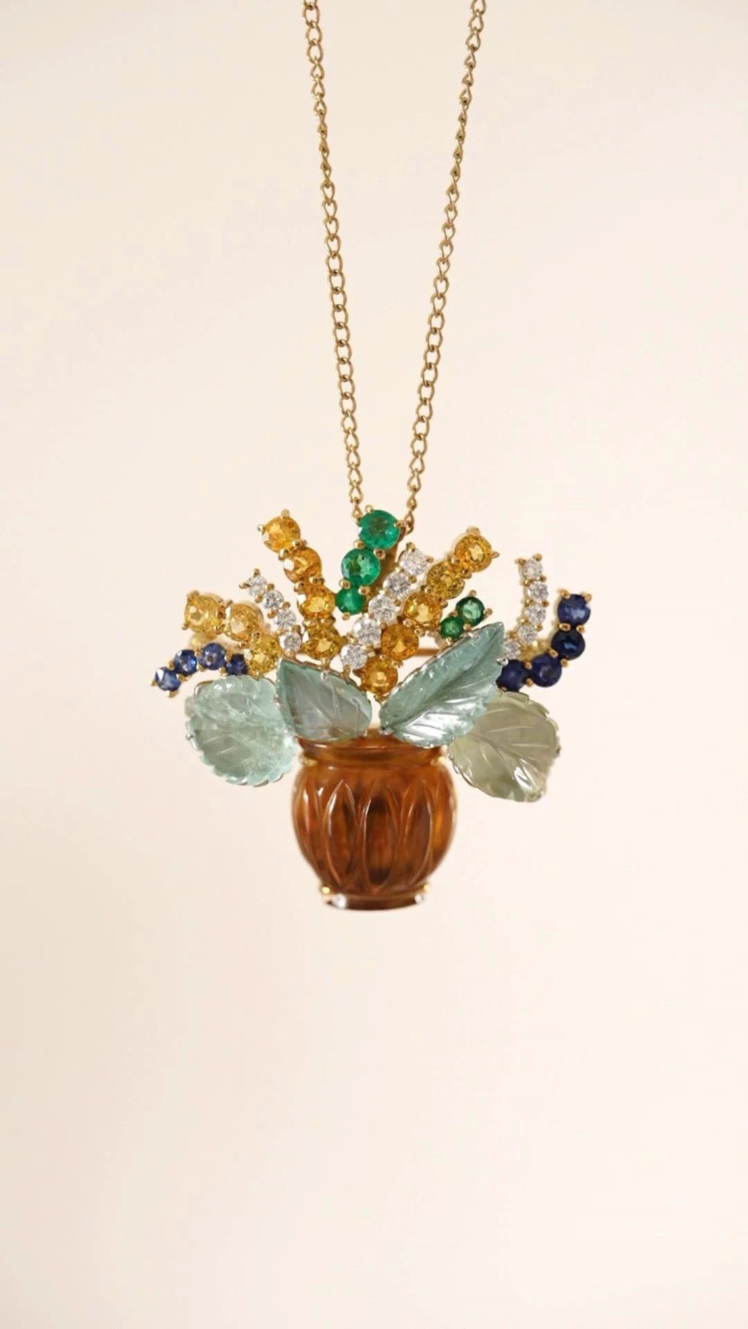Vintage Vintage 18k Gold & Pt Fruit Brooch/Pendant w/ Gemstones Size ONE SIZE - 1 Thumbnail