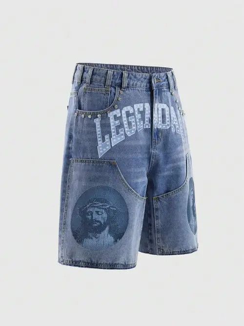 Jean Kimiko x Risa Goth GRAPHIC denim jeans jorts shorts Size US 32 / EU 48 - 2 Thumbnail