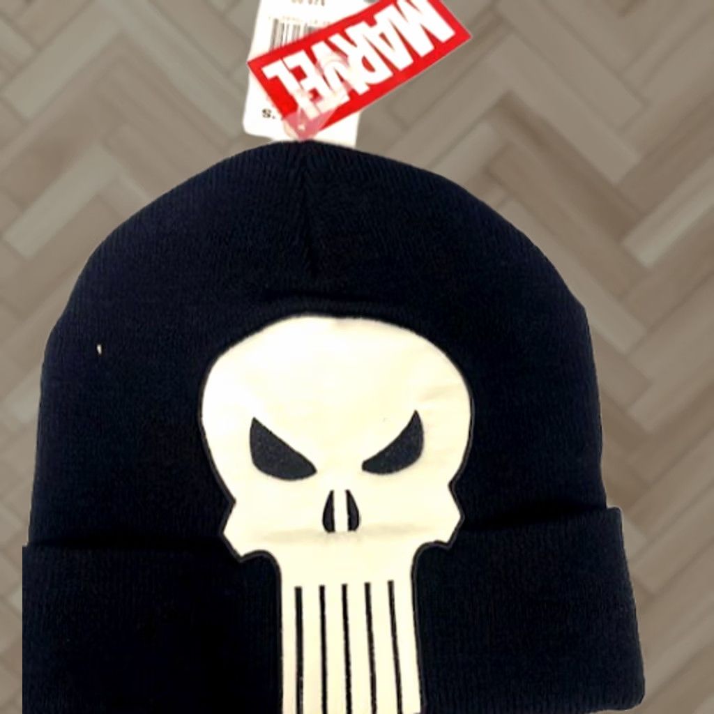 Vintage Marvel The Punisher Skull Beanie Hat, Black One Size, Knit Winter Cap, Beanie, Skull, Marvel, Men & Women, Casual, Winter, XS? Size ONE SIZE - 1 Thumbnail