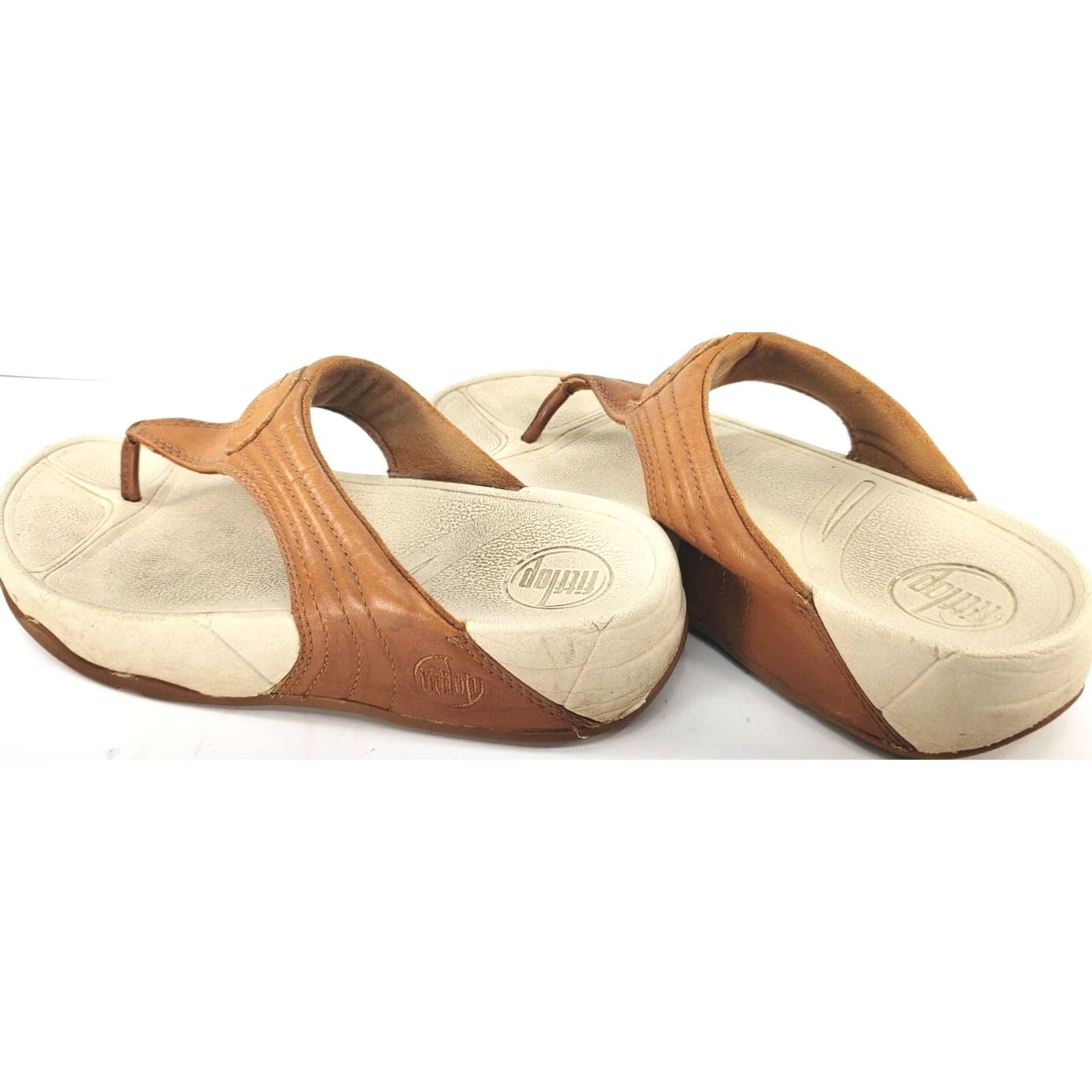 Vintage FitFlop WalkStar 3 Sandals Womens Size 6 EUR 37 Brown Tan Leather Summer Slide Size US 6 / IT 36 - 5 Thumbnail