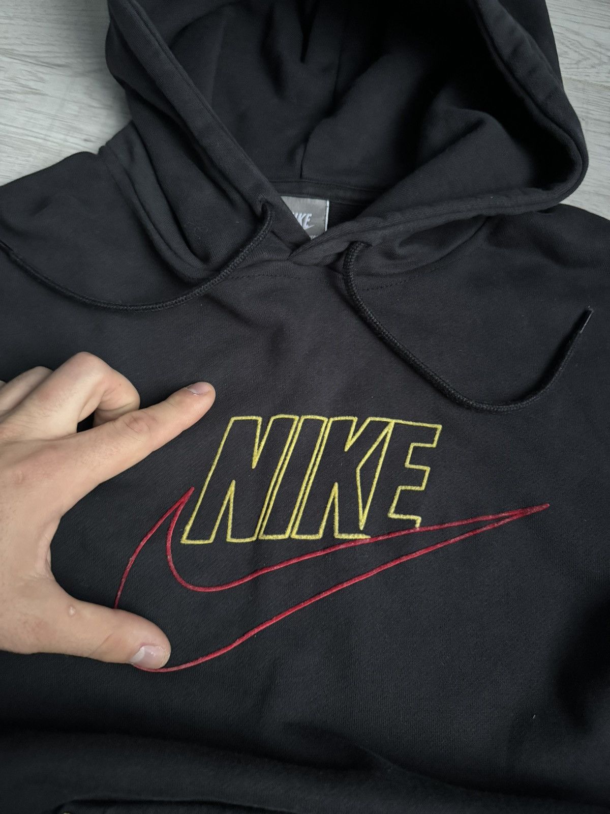 Nike × Vintage Vintage Nike Hoodie center logo swoosh Size US XL / EU 56 / 4 - 3 Thumbnail