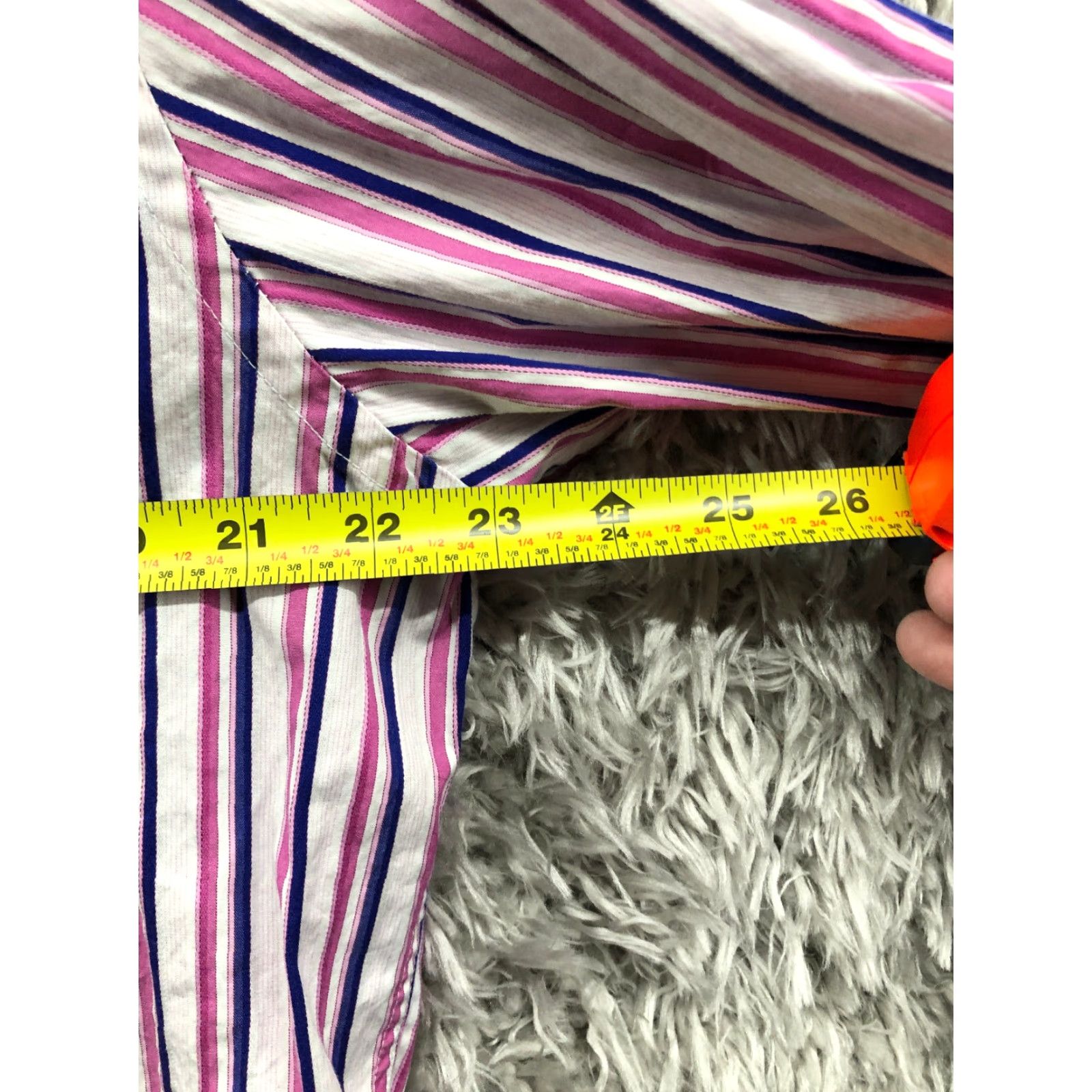 BUGATCHI Bugatchi Uomo Shirt XL Mens Long Sleeve Striped Pink Button-Up Collar Spread Collared Knit Polyester All Seasons Regular Casual Vintage No 90s? Size US XL / EU 56 / 4 - 4 Thumbnail
